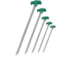 SnelShoppen - 8x anti-roest rots grondpennen groen/zilver Ø 0,7 cm, 25 cm lengte - grondankers, grondpennen van gegalvaniseerd staal voor bevestiging