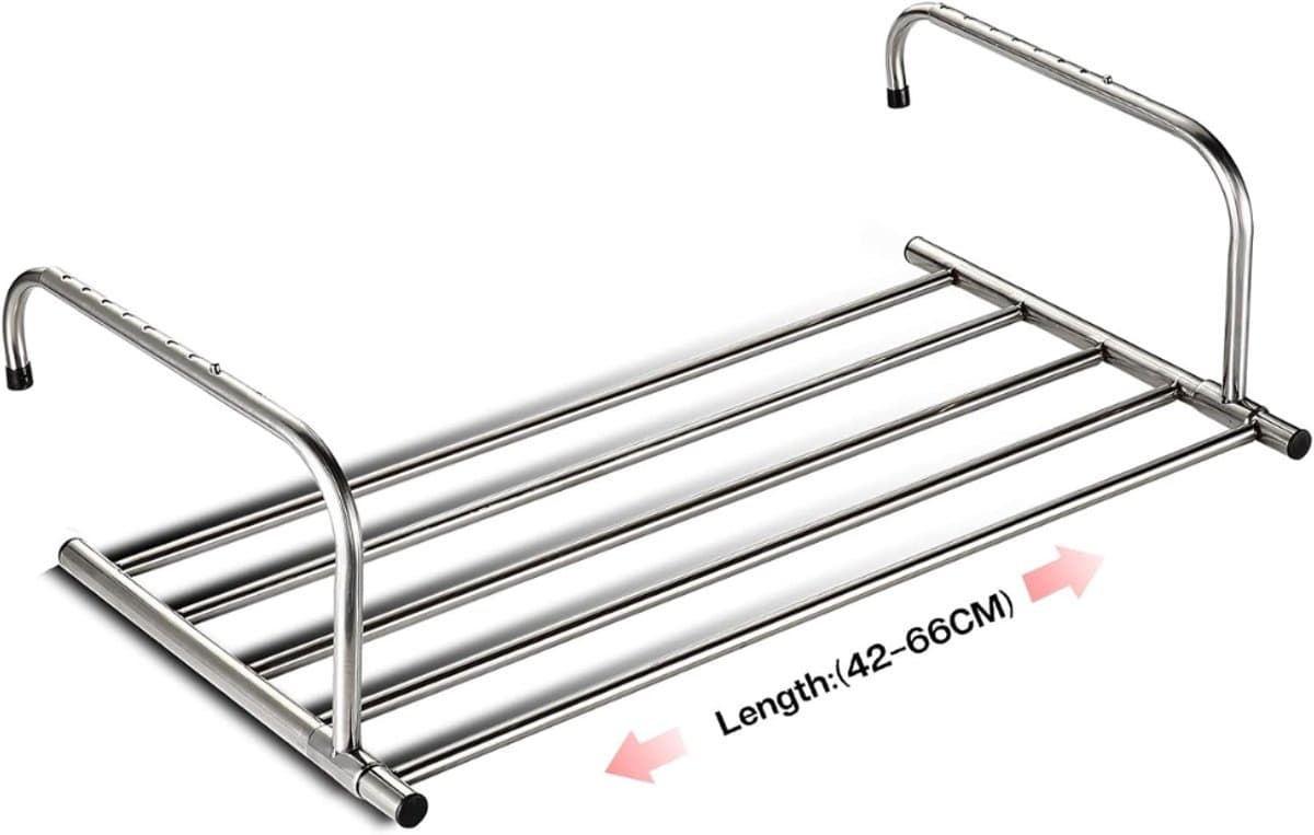 ZRNS® Droogrek Deur - Hangend Wasrek - Handdoekrek Badkamer - Ook voor Balkon of Radiator - Uittrekbaar 42-66 cm — afbeelding 1