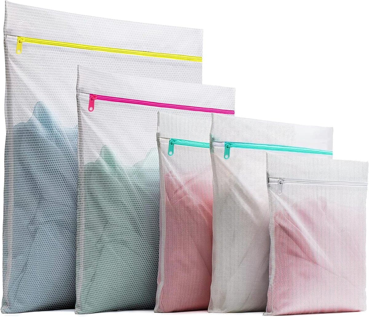 SnelShoppen - 5 delige wasnetten voor wasmachine, waszak met rits, waszakken voor lingerie, jassen, schoenen, bh's, sokken, babykleding, verschillende — afbeelding 1
