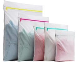 SnelShoppen - 5 delige wasnetten voor wasmachine, waszak met rits, waszakken voor lingerie, jassen, schoenen, bh's, sokken, babykleding, verschillende