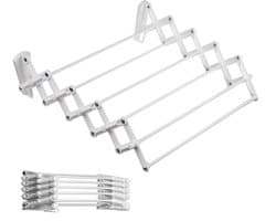 SnelShoppen - Telescopisch Droogrek aan de Muur, Harmonica, 60 cm, Wit - Ruimtebesparend Kledingdroger voor Kleine Huishoudens