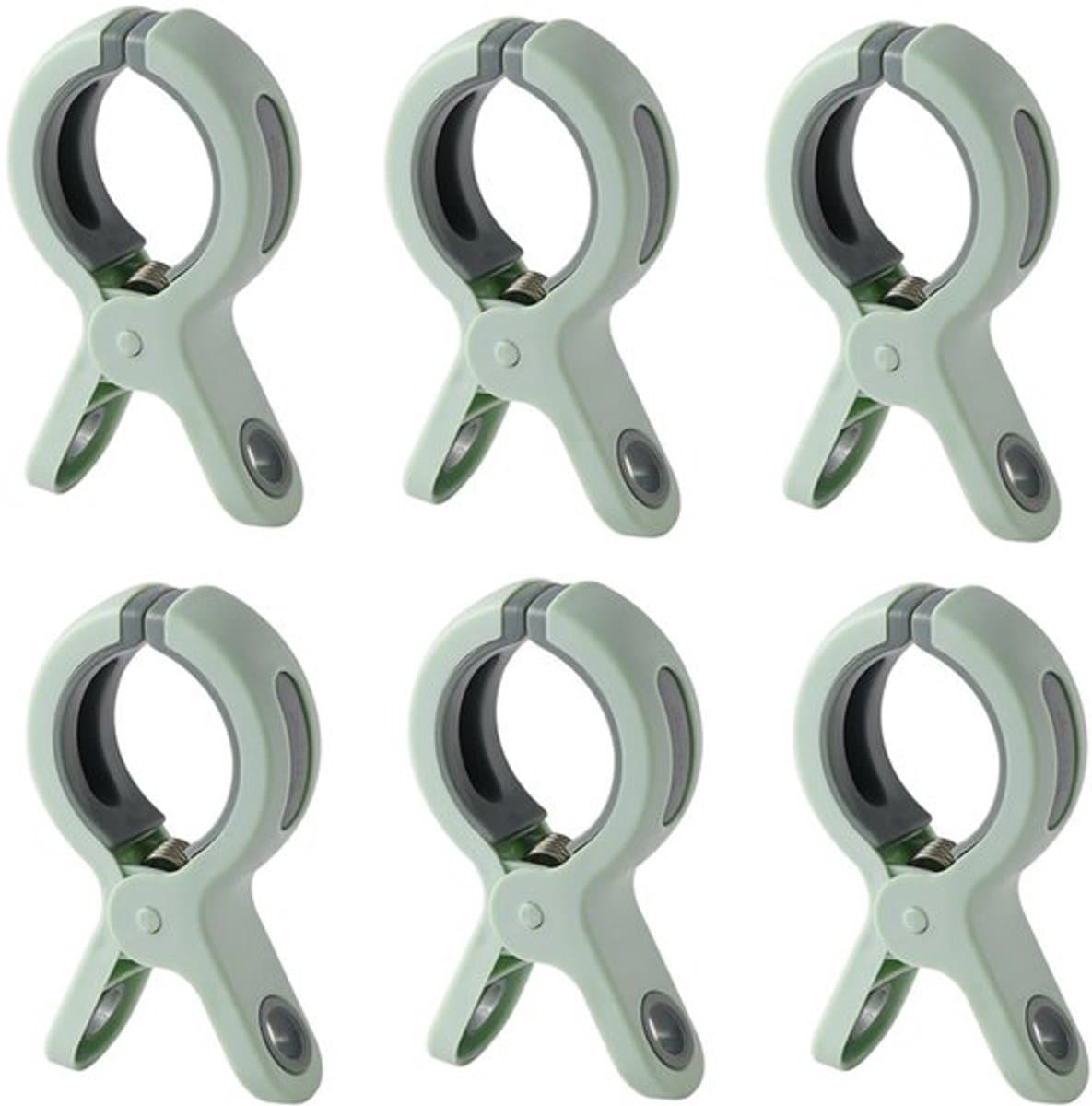6 stuks - Large winddichte katoenen dekens - Strandhanddoekenklem - Plastic dekens - Kledingklem - Large kledingklem Handdoekenklem - Geschikt voor dagelijkse kleding, strandhanddoeken, baddoeken, beddengoed en dikke kleding - Groen — afbeelding 1
