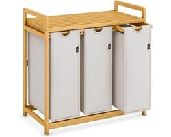 TYR® Wasmand - Wassorteerder - Wasmand 3 Vakken - Lichtgrijs - 81cm x 42cm x 80cm