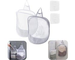 Set van 2 wasmanden - Kledingmand - Speelgoedopbergtas - Wandwasmand - Opbergtas van gaas - Toiletartikelenmand - Met handvat - Opvouwbare wasmand - Voor kleding, speelgoed, kampeerspullen, handdoeken (30*40*18 cm - Diverse kleuren)