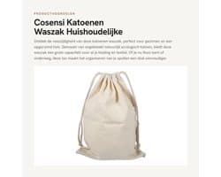 Waszak Grote Capaciteit - Katoenen Waszak - Huishoudelijke Opslagzak - Reizen - Ecologisch Katoen - Sluiting met Koord - Opbergtas