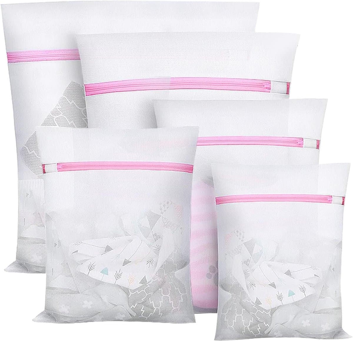 Wäschesäcke Set - Wäschenetz voor Waschmaschine - 5 Stuks Diversen Maten - Beschermend Net voor Delicate Kleding - Ideaal voor BH, Ondergoed en Reizen - Roze — afbeelding 1