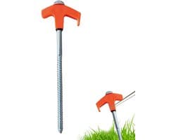 Grondankers - Tentharingen - Veilige Verankering - Schroefdraad Koolstofstaal - 20 cm - Oranje