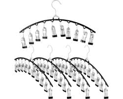 Pack van 5 sokken droogrek met roestvrijstalen hangers en 10 antislip clips - Ruimtebesparend voor sokken, ondergoed, hoeden en sjaals
