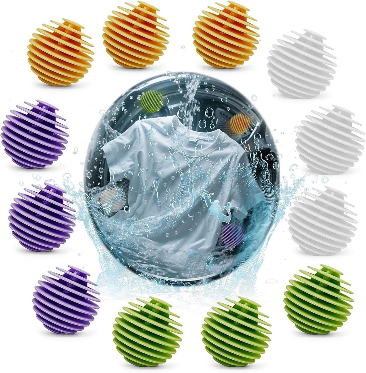 SnelShoppen - Reusable Wasballen voor Wasdroger en Wasmachine, Droogballen voor Efficiënt Drogen, Zachte en Elastische Materialen, Ideaal voor Kleding — afbeelding 1