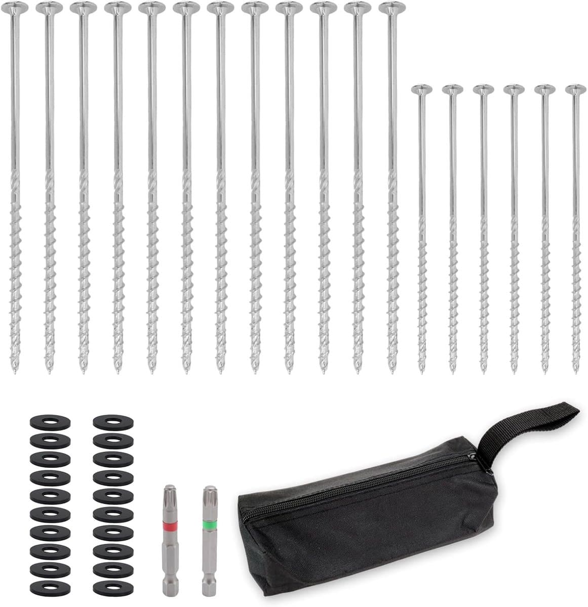 Grondanker - Staal - 8 x 220 mm en 8 x 160 mm - Schroefharingen met Bits en Sluitringen - Voor Camping en Outdoor — afbeelding 1