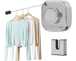 Waslijn caravan - Zilver - 4 meter - Roestvrijstalen Uittrekbare Waslijn - Voor Buiten en Binnen
