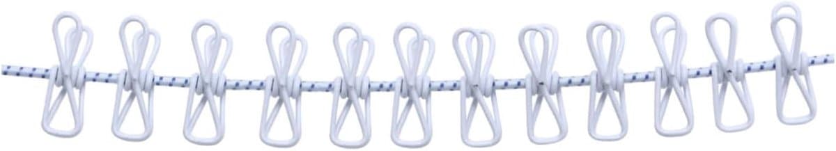 Waslijn met Clips - Reiswaslijn Drooglijn - Kleding Drogen - Elastisch Ontwerp - 180 cm - Wit — afbeelding 1