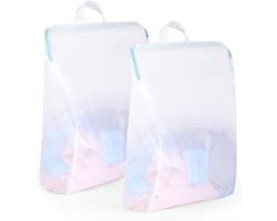 Wasnet voor de wasmachine - Mesh waszakken met rits en handvat voor ondergoed, blouses en shirts - 40 x 50 cm, set van 2