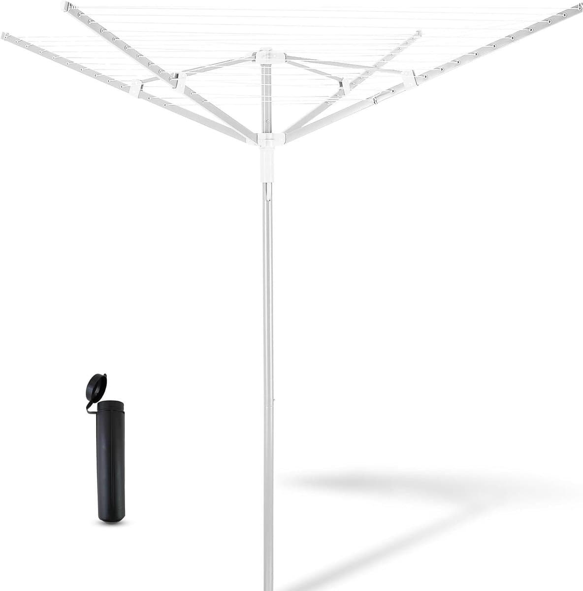 Droogmolen Buiten - Waslijn Inklapbaar - Kleding Drogen - Weerbestendig Ontwerp - 45 Meter Waslijn - Wit — afbeelding 1