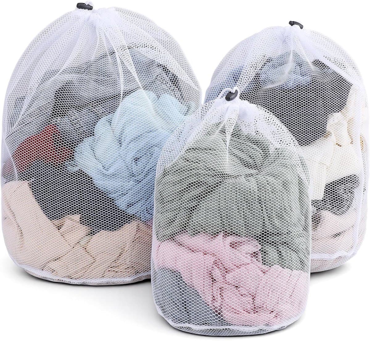 Waszakken, wasnet voor wasmachine, mesh, waszak, waszak, wasmachine met trekkoord, waszak, vervorming en vouwen van kleding te voorkomen, beschermt kleding, 30 x 40, 40 x 50, 50 x 60 cm — afbeelding 1