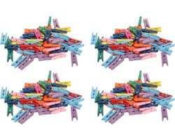 Mini Wasknijpers - Houten Knijpers - Foto's Ophangen - Levendige Kleuren - 200 stuks - Gekleurd