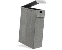 20 cm Smalle Wasmand met Deksel - 50L Opbergbox Grijs