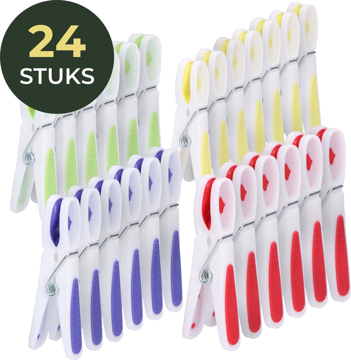 Gandria Wasknijpers 24 Stuks - Kunststof Wasknijpers - Set van 24 Plastic Knijpers - Wasrek Knijpers 10 Kg - 4 Kleuren — afbeelding 1