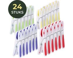 Gandria Wasknijpers 24 Stuks - Kunststof Wasknijpers - Set van 24 Plastic Knijpers - Wasrek Knijpers 10 Kg - 4 Kleuren — afbeelding 1