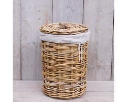 Migo Styling - Kleine mand rond - Met binnenzak - Naturel - Rotan - Riet - Dia 28 cm - Toilet - Badkamer