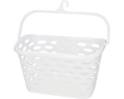 Plasticforte Wasknijpers ophang mandje aan haak - 26 x 15 x 21 cm - wit - kunststof — afbeelding 1