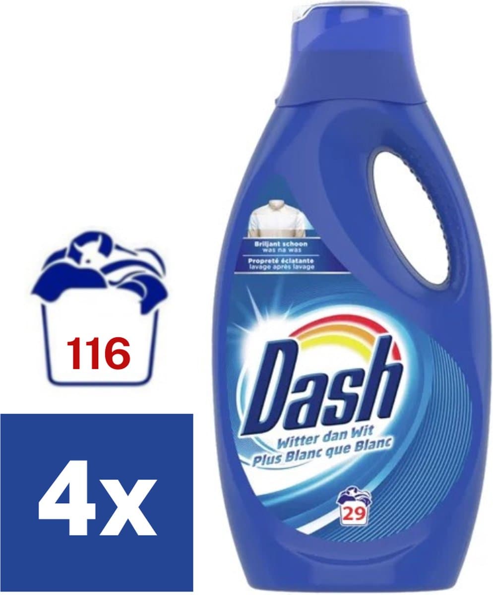 Dash Witter dan Wit Vloeibaar Wasmiddel - 4 x 1450 ml (116 wasbeurten) — afbeelding 1