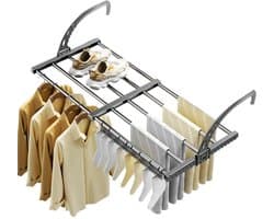 ZVD-Uitschuifbare droogrek voor kleding - Veelzijdige washanger van koolstofstaal, verstelbaar van 50 tot 80 cm, droogrek voor kleding, schoenenrek, hangend aan de deur, badkamer, vensterbank, leuning, balkon — afbeelding 1
