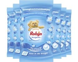 Robijn - Droogtrommeldoekjes - Morgenfris - beschermen kleuren en stoffen en helpen tegen statische kleding - 6 x 20 stuks