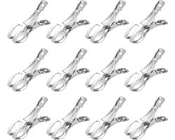 Goodivery ® Grote hangende pluggen, 12 stuks handdoekklemmen, roestvrijstalen strandhanddoekclips, winddicht, voor strandlaken, beddengoed en dikke kleding (11 x 6 cm)