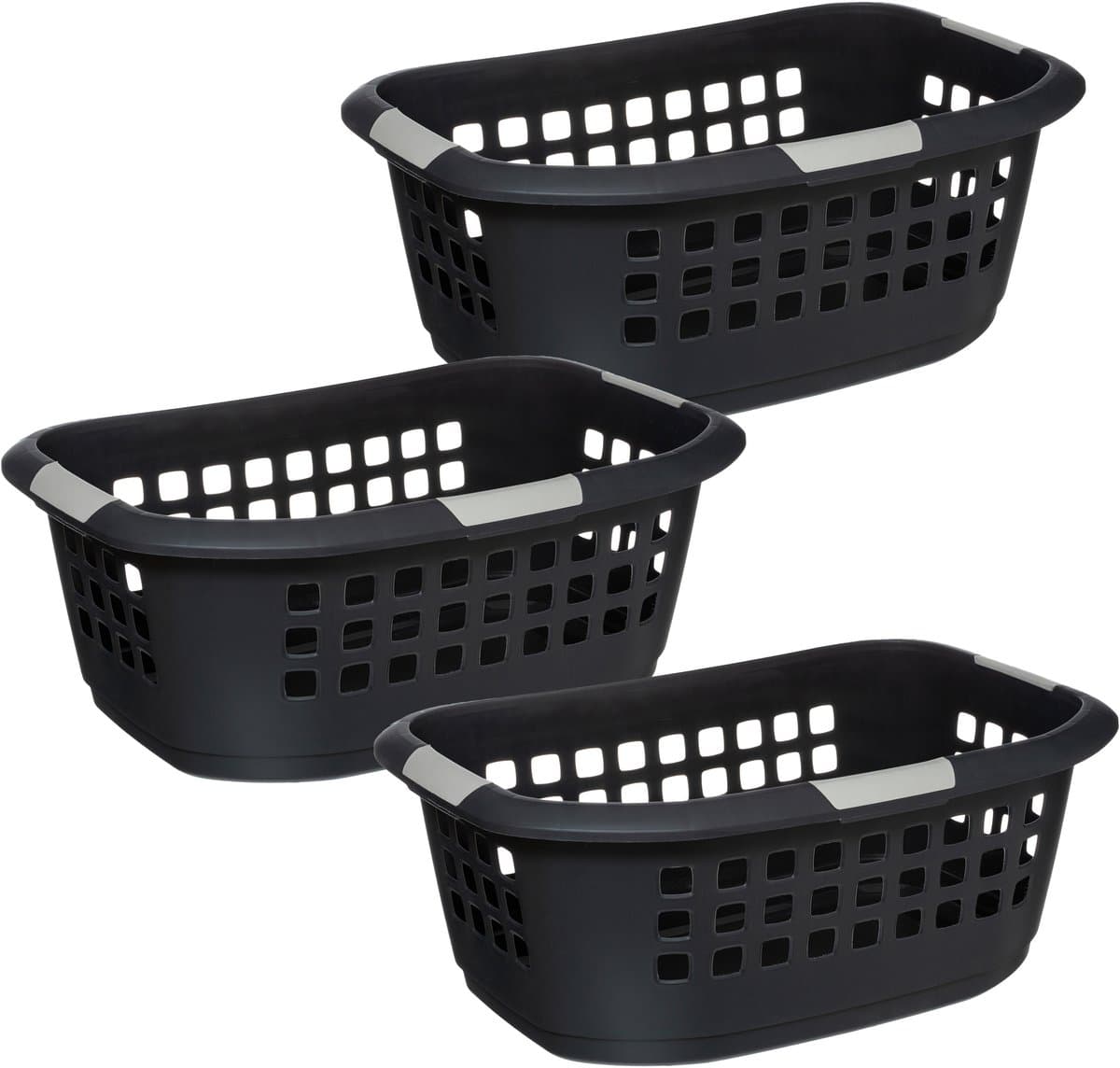 5Five Wasmand extra groot - 3x - antraciet - kunststof - 51 liter - 67 x 47 x 27 cm — afbeelding 1