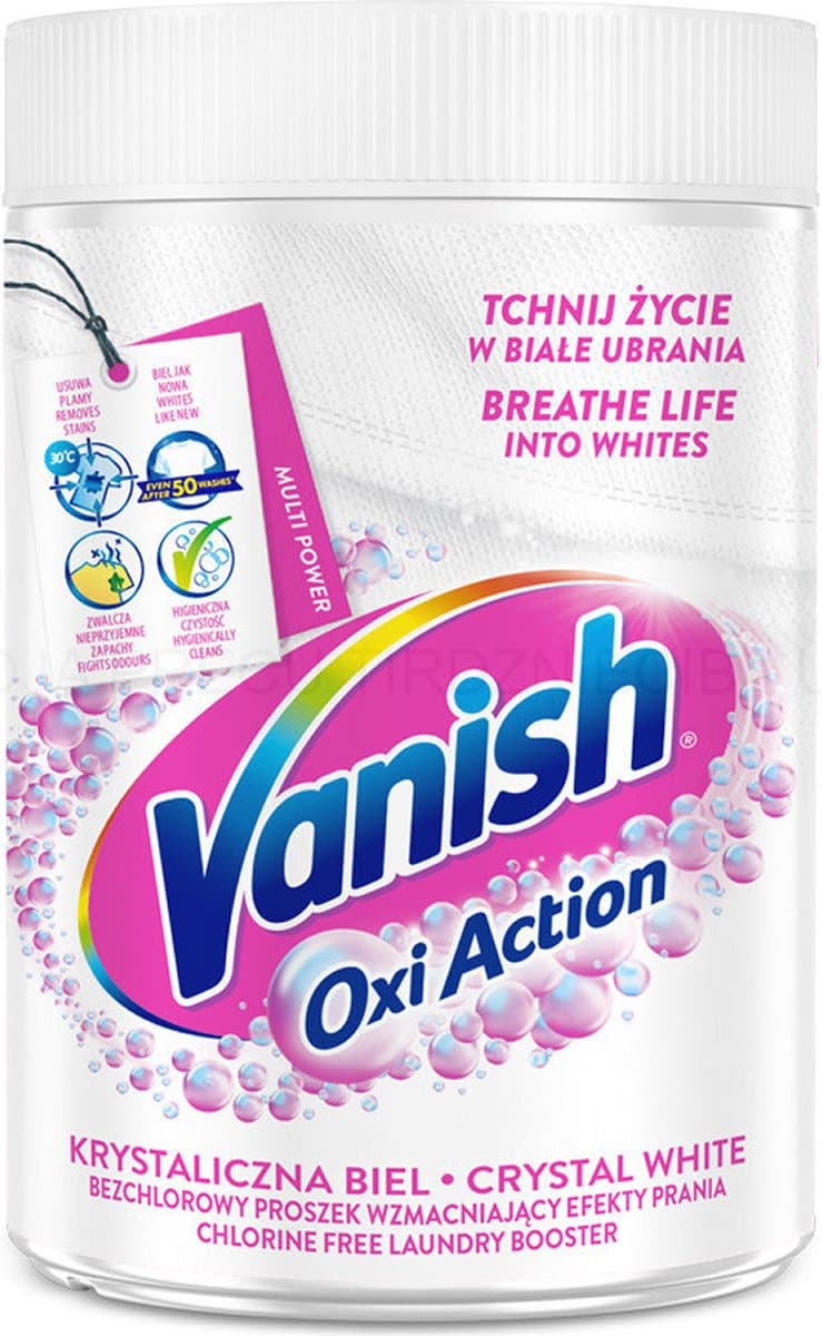 Vanish - Oxi Action - Crystal White - Whitening Booster Poeder - Vlekverwijderaar voor witte was - 625g — afbeelding 1