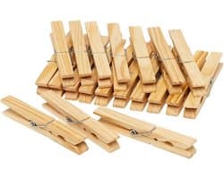 Houten wasknijpers - 40x stuks - voordelige knijpers / wasspelden - bamboe - was ophangen — afbeelding 1