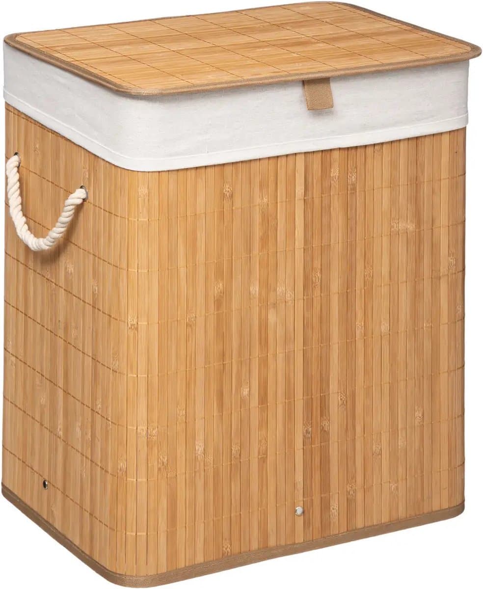 5Five Wasmand van bamboe - 60 liter - 41 x 30 x 50 cm - met deksel — afbeelding 1