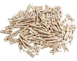 100 Stuks Mini Houten Klemmetjes 2.5 cm - Decoratieve Knijpers voor Foto's en Ambachten