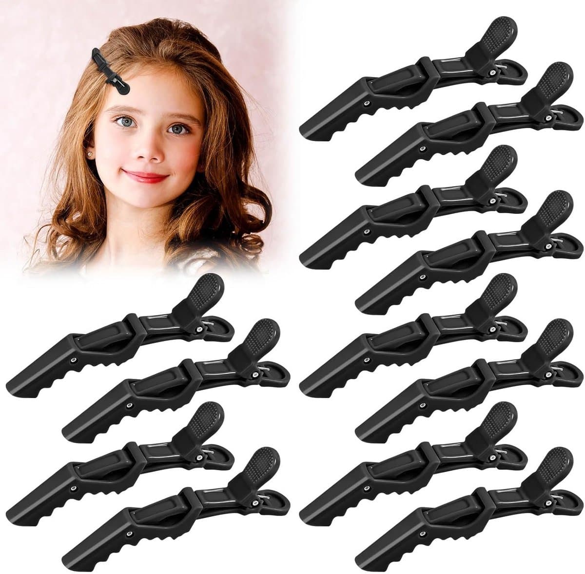12x Professionele Krokodillen Haarclips voor Styling en Knippen - Antislip Grip — afbeelding 1