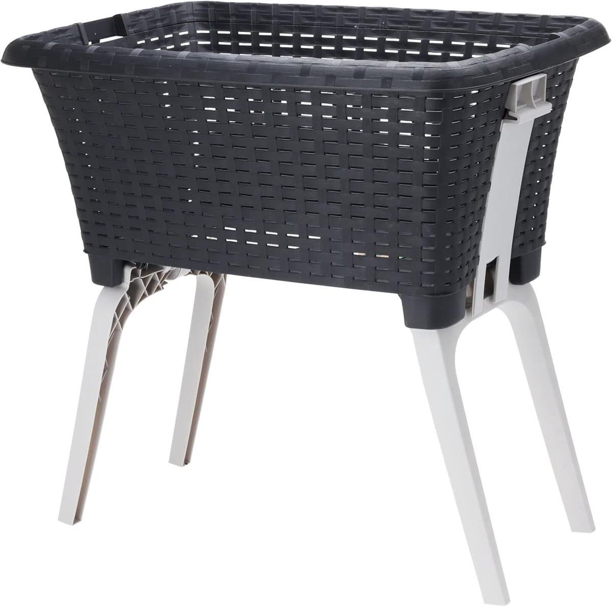 Staande Wasmand met Uitschuifbare Poten - Zwarte Wasbox voor Wasgoed (60x40 cm) — afbeelding 1