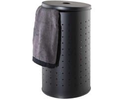 Wasmand met Deksel en Luchtgaten - RVS - Zwart - 37 L - Ø 29 cm - 54 cm Hoogte