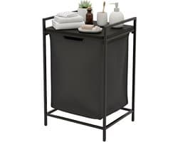 Wasmand - 65 l - met plank - uitneembare waszak - zwart