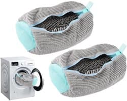 2 stuks schoenen waszak, sneakers, schoenen voor wasmachine, herbruikbare waszak, ritssluiting, waszak, voor wasmachine, reizen, sokken en sneakers (grijs)