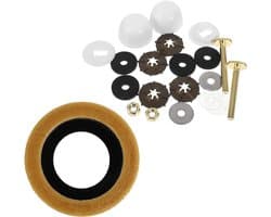 Toilet Wax Ring Kit met Zware Messing Bouten Dikke Waterdichte Afdichting tegen Rioollucht Lekken Geschikt voor Appartementen Badkamer Toiletinstallatie