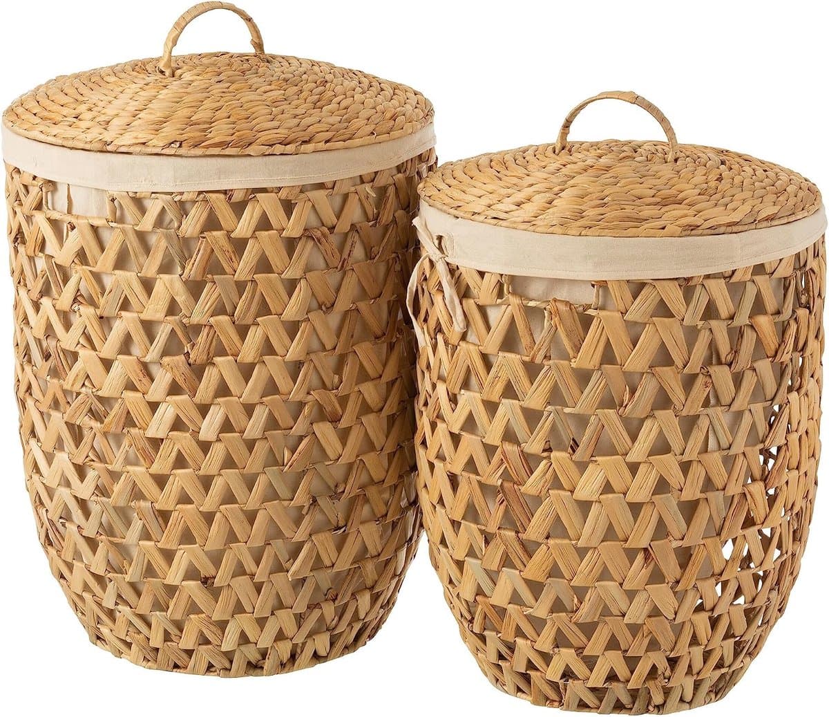 Set Van 2 Wasmanden + Deksel Waterhyacinth Naturel — afbeelding 1