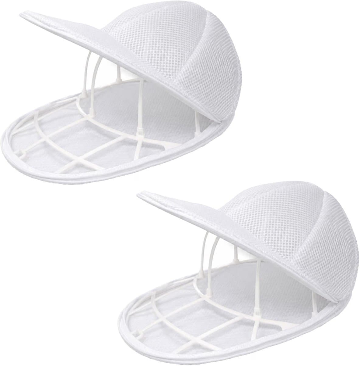 Pettenwasser - 2 Stuks - Wasrek voor hoeden - 33 x 23 cm - Afneembaar wasframe voor honkbalpet - Wasaccessoire - Kunststof - Waszakje voor Petten - Beschermrek voor wasmachine - Waszakken - Universeel Maat - Eenvoudig te monteren - Wit — afbeelding 1