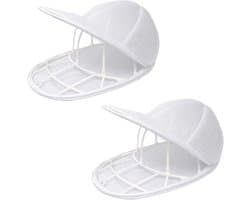 Pettenwasser - 2 Stuks - Wasrek voor hoeden - 33 x 23 cm - Afneembaar wasframe voor honkbalpet - Wasaccessoire - Kunststof - Waszakje voor Petten - Beschermrek voor wasmachine - Waszakken - Universeel Maat - Eenvoudig te monteren - Wit