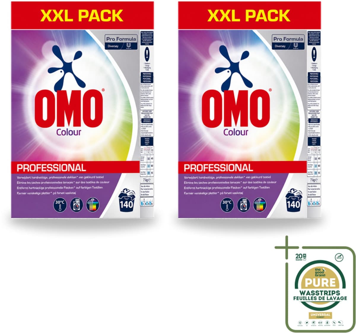 2 x Omo Professional – Wasmiddel Poeder – Gekleurde Was – 140 Wasbeurten – Pro Formula – 7 kg - Wasstrips - Kleurwas - Waspoeder - Kleurbescherming - Professioneel Waspoeder - Wasmiddel — afbeelding 1