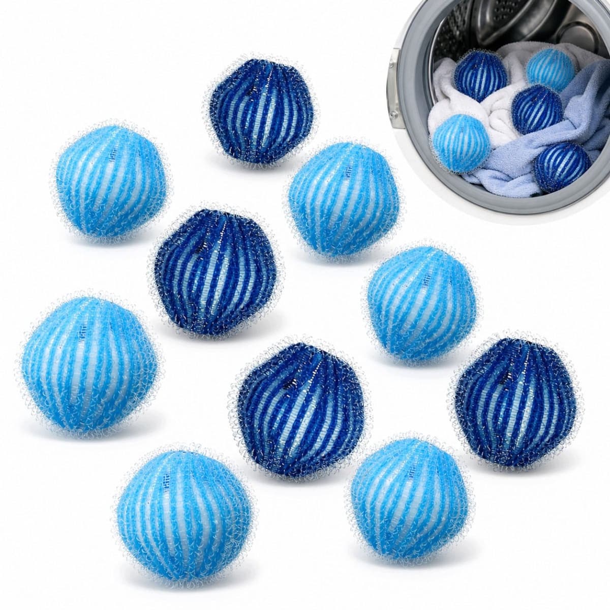 12x Witte/Blauwe Waskralen - Anti-Pluis & Verwijderen Huisdier Haar — afbeelding 1