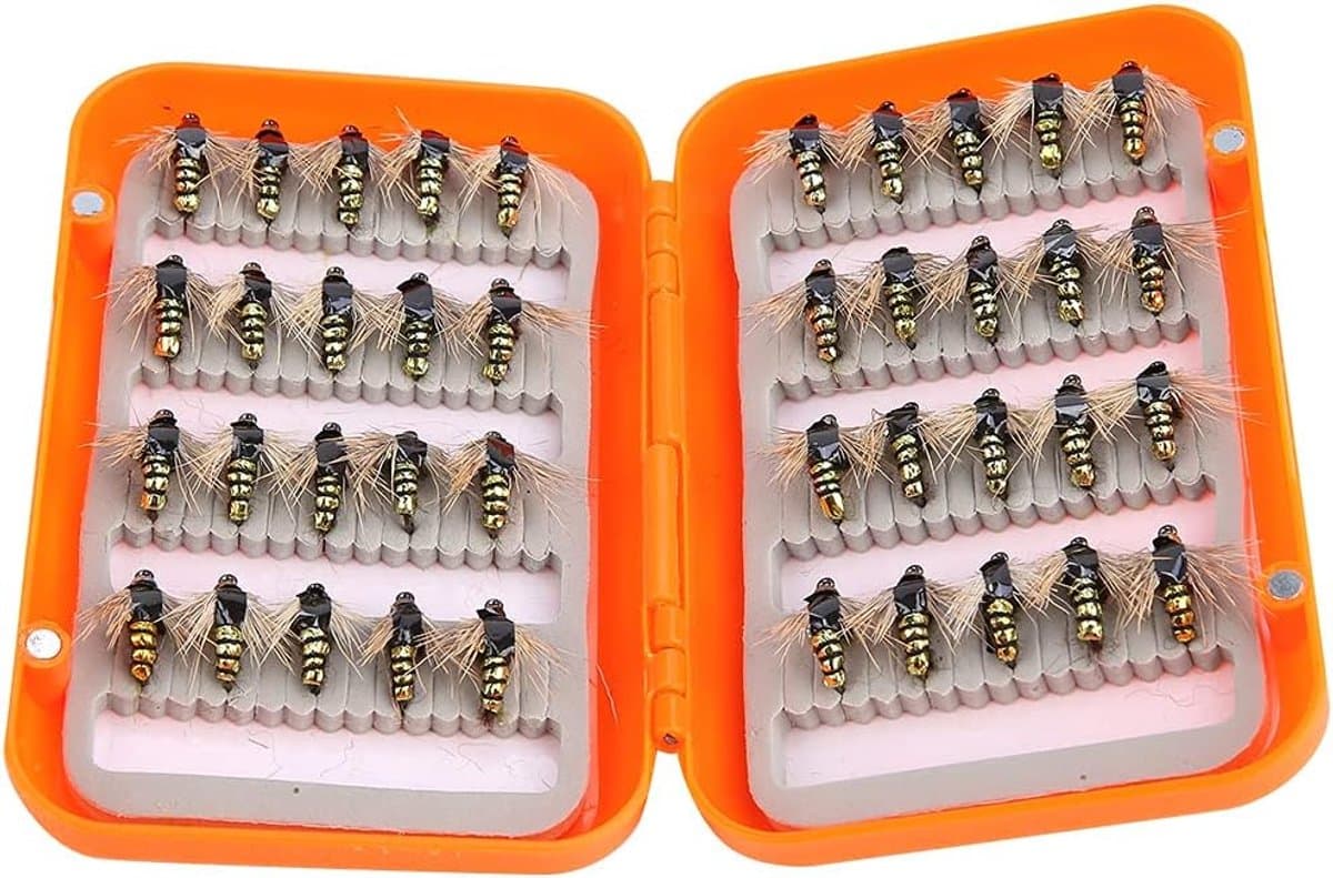 40 stuks vliegenvissen krullend levensechte vliegenvissen vliegen forel haken vliegvissen kit box voor zoutwatervissen — afbeelding 1