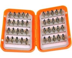 40 stuks vliegenvissen krullend levensechte vliegenvissen vliegen forel haken vliegvissen kit box voor zoutwatervissen