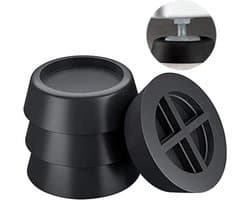 Trillingsdempers Wasmachine & Droger – Set van 4 stuks – Zwart - Wasmachine Geluidsdempers / Vibratiedempers – Pads / Voetjes – Antislip rubber - Extra dik