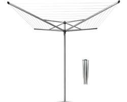 Brabantia Topspinner Droogmolen - 60 m - met Metalen Grondanker - Metallic Grey