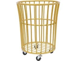 Rollende waswagen - Wasmand op wielen - Was sorteren - Met deksel en remmen - 43x30cm mand - Goud